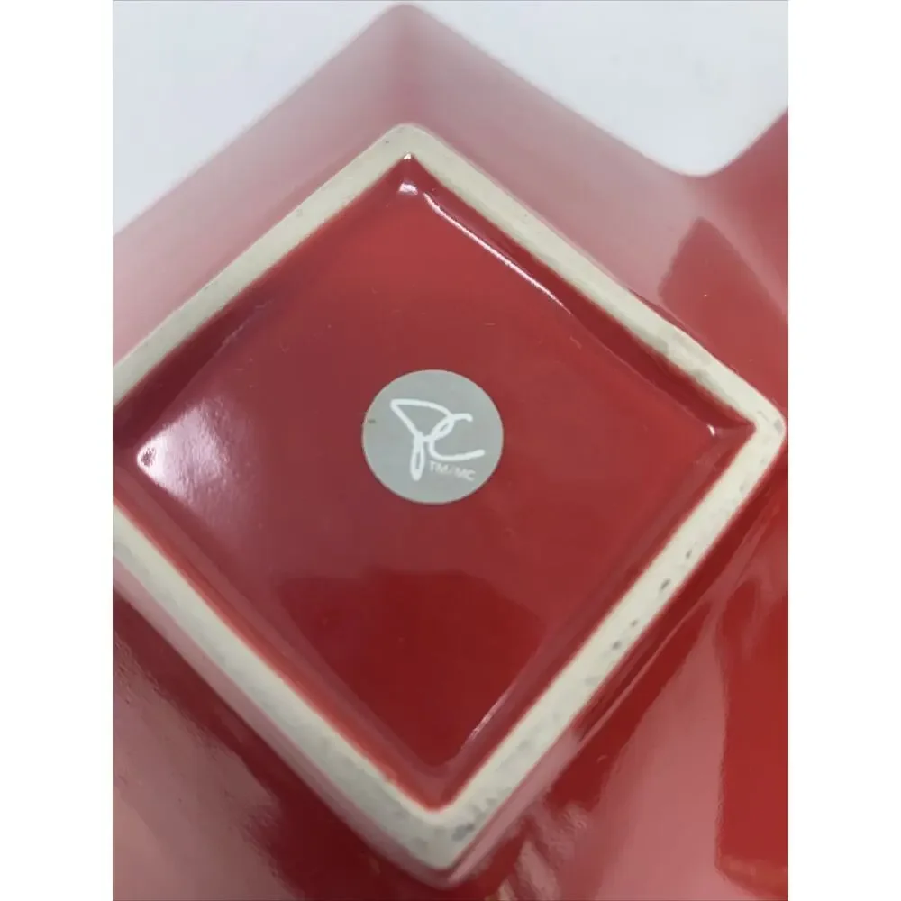 Retro Red Ceramic Geometric Candy/Relish Candy Dish 12x8